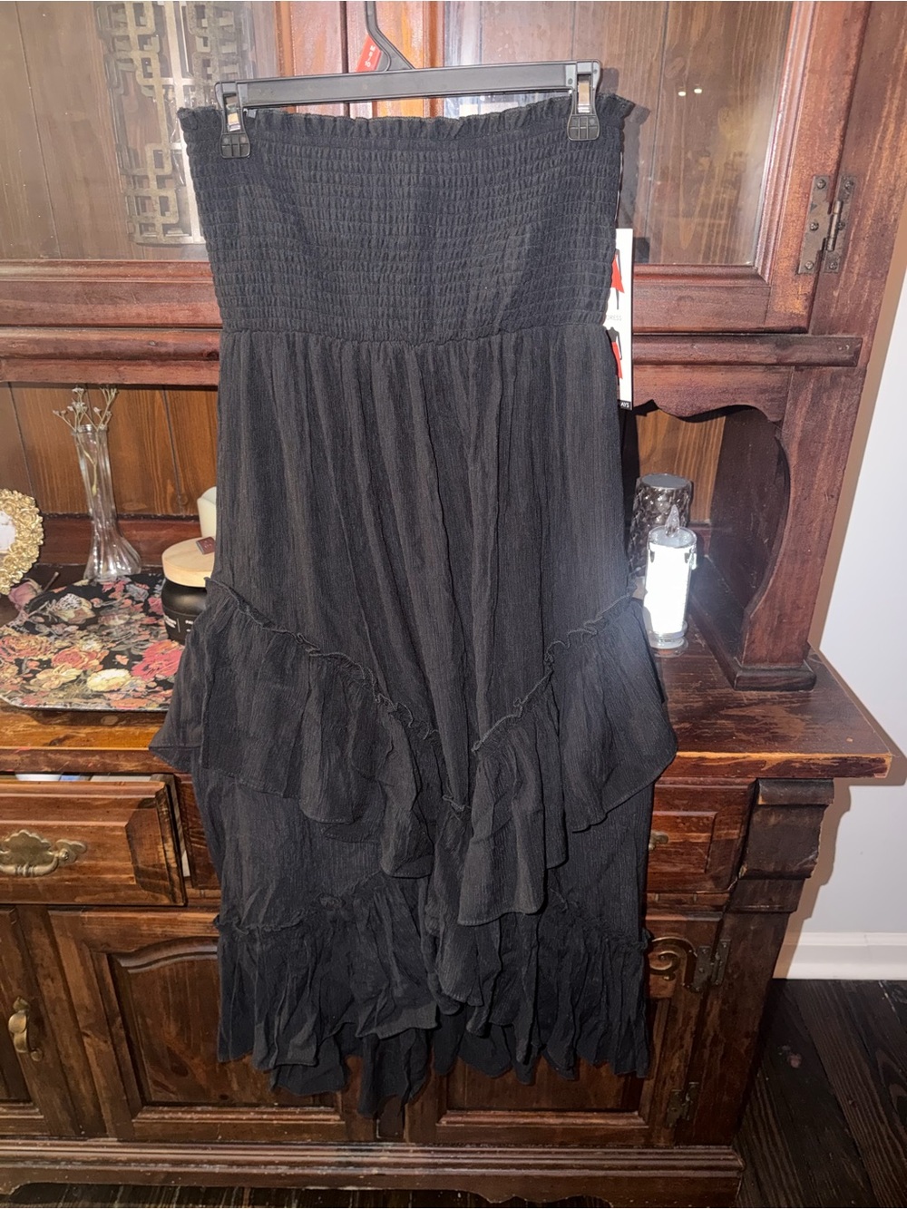 Black ruffle tiered dress/maxi skirt